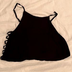 Black crop top with open sides ladder detailing